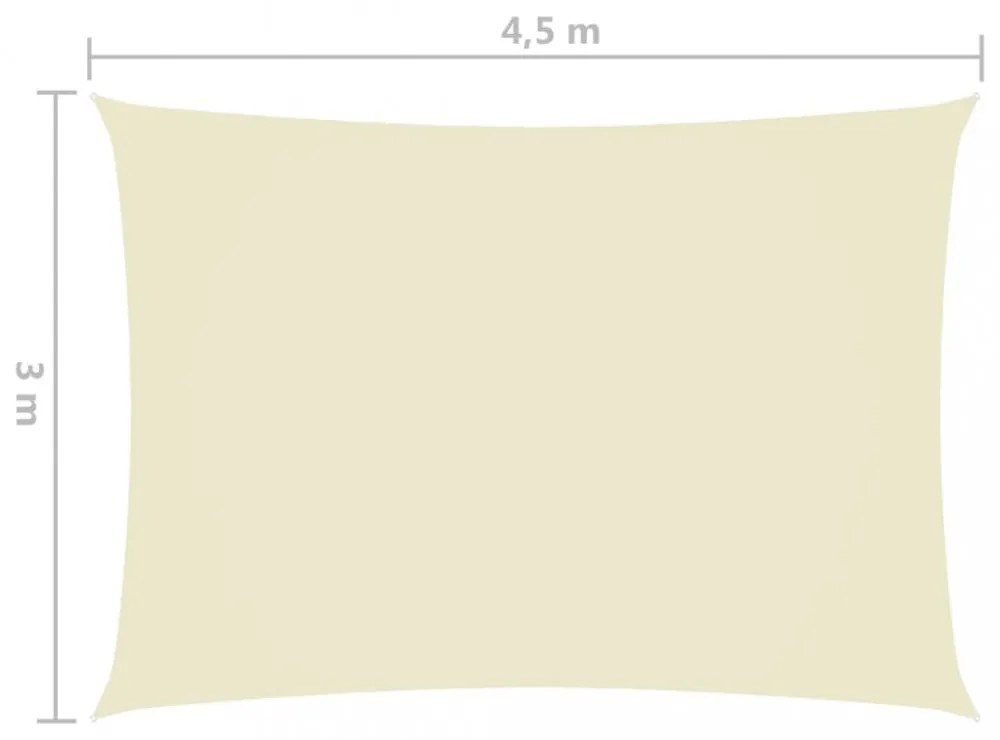 krémszínű téglalap alakú oxford-szövet napvitorla 3 x 4,5 m