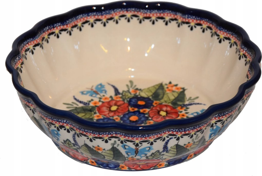 Nagy fodros tál 149AR/GU1279 24cm Bolesławiec