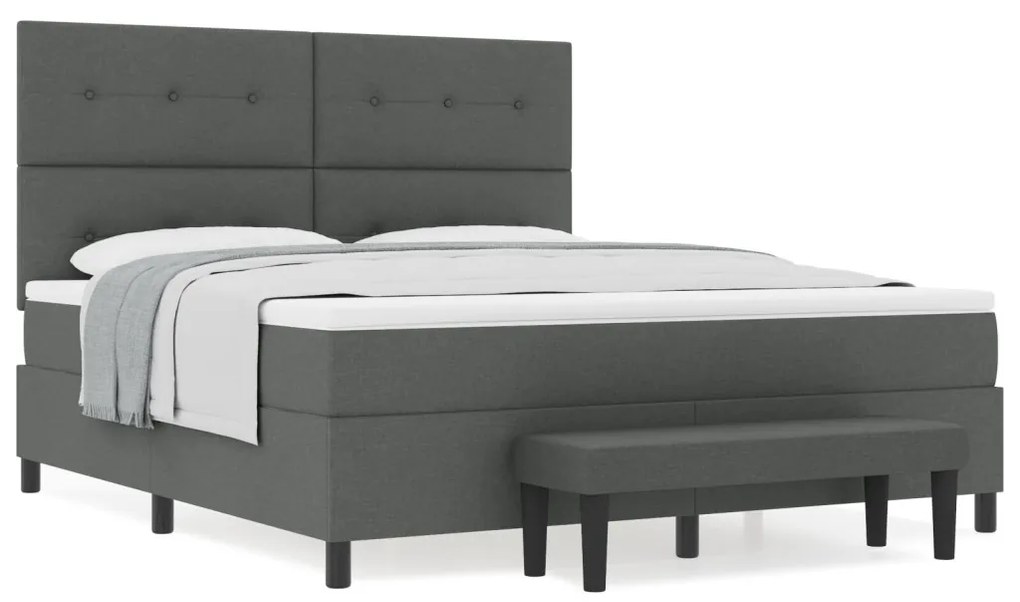 vidaXL Box Spring Ágy matraccal és paddal Sötétszürke 180x200 cm Szövet