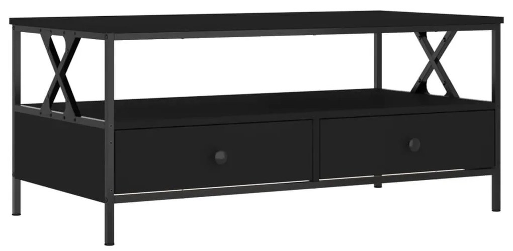 Fekete szerelt fa dohányzóasztal 100 x 51 x 45 cm