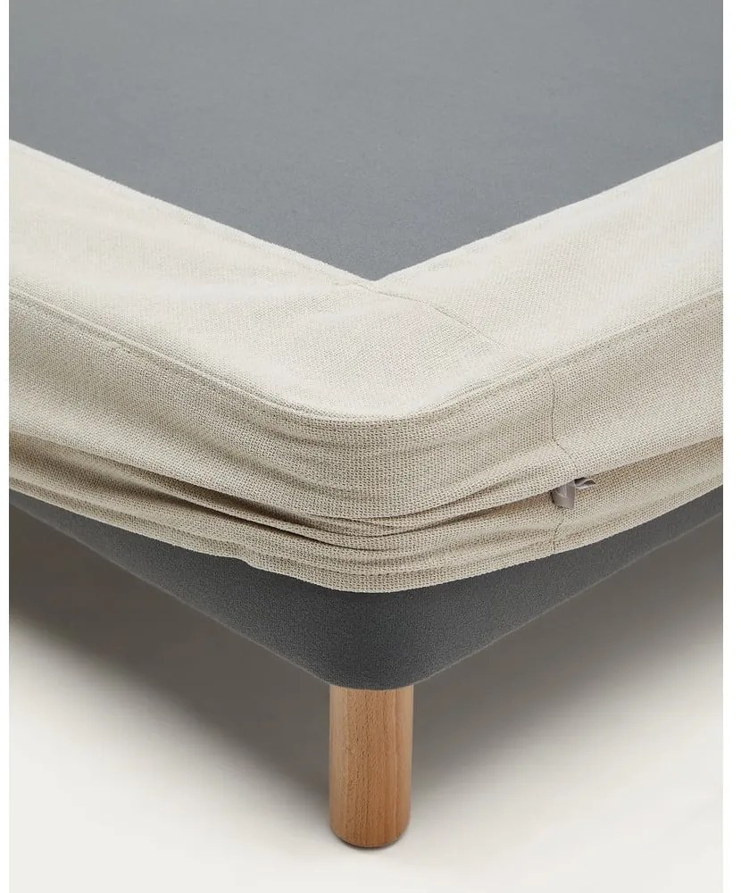 Bézs kárpitozott franciaágy 150x190 cm Ofelia – Kave Home