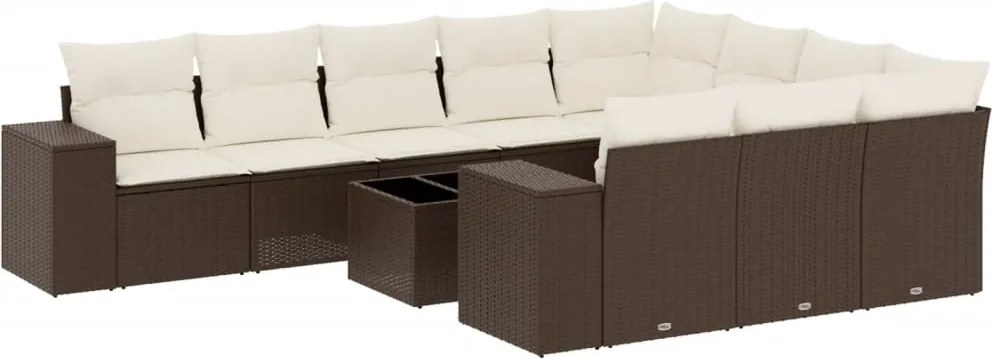 vidaXL 11 részes barna polyrattan kerti ülőgarnitúra párnákkal
