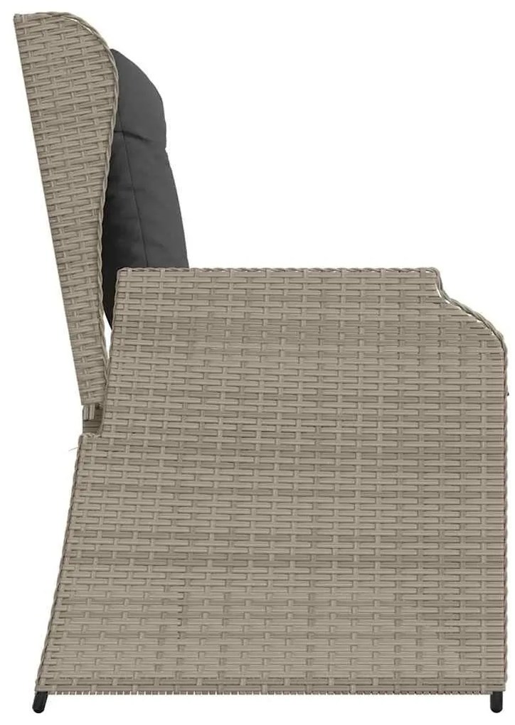Kerti pad párnával Világosszürke Poli rattan