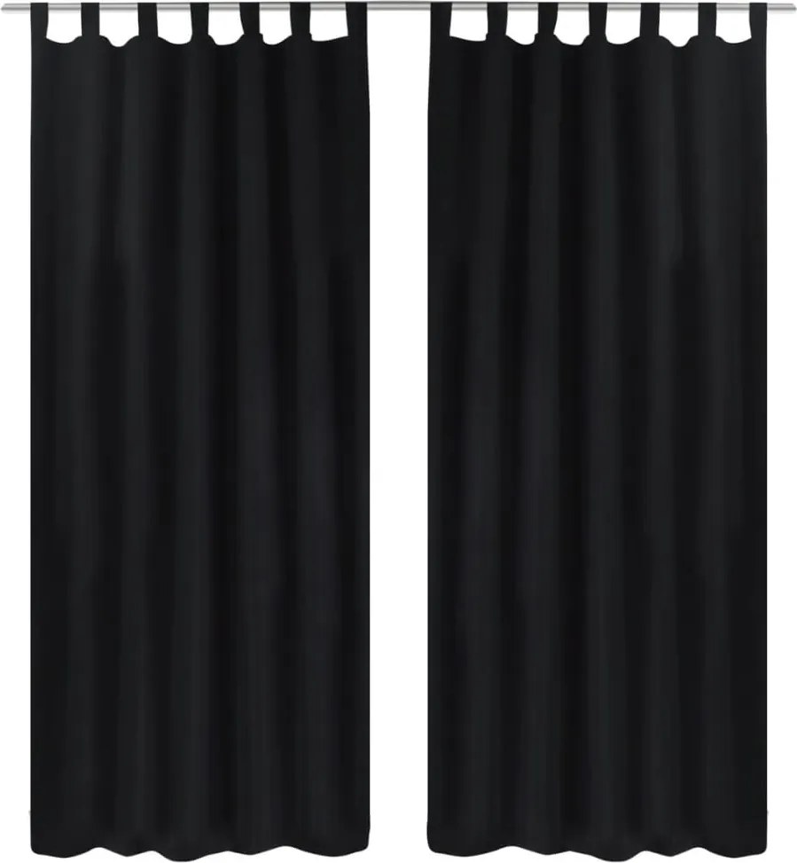 vidaXL 2 db fekete mikroszatén függöny karikákkal 140 x 175 cm