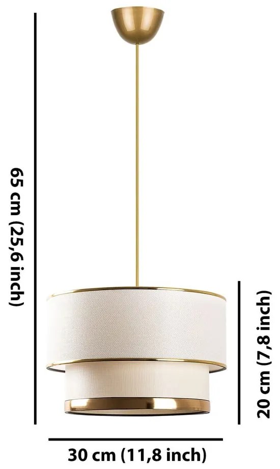 Krémszínű-aranyszínű függőlámpa textil búrával ø 30 cm Cake – Opviq lights