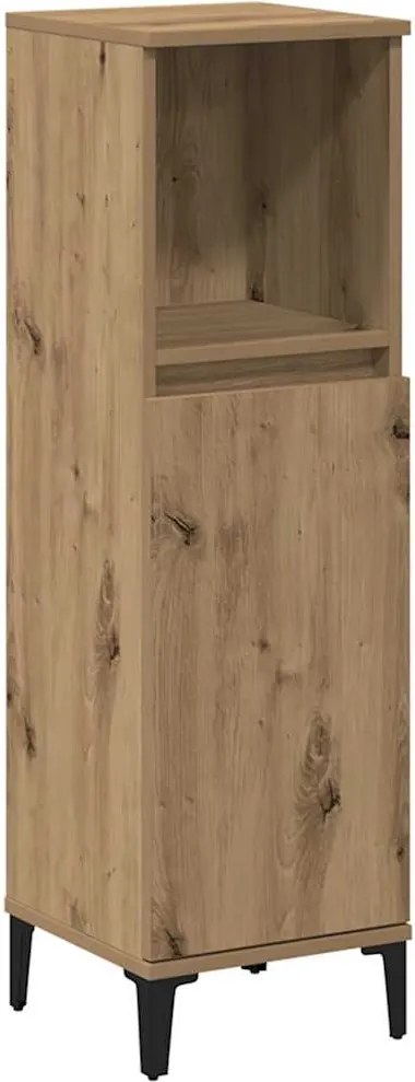 vidaXL kézműves tölgy színű szerelt fa fürdőszobaszekrény 30x30x100 cm