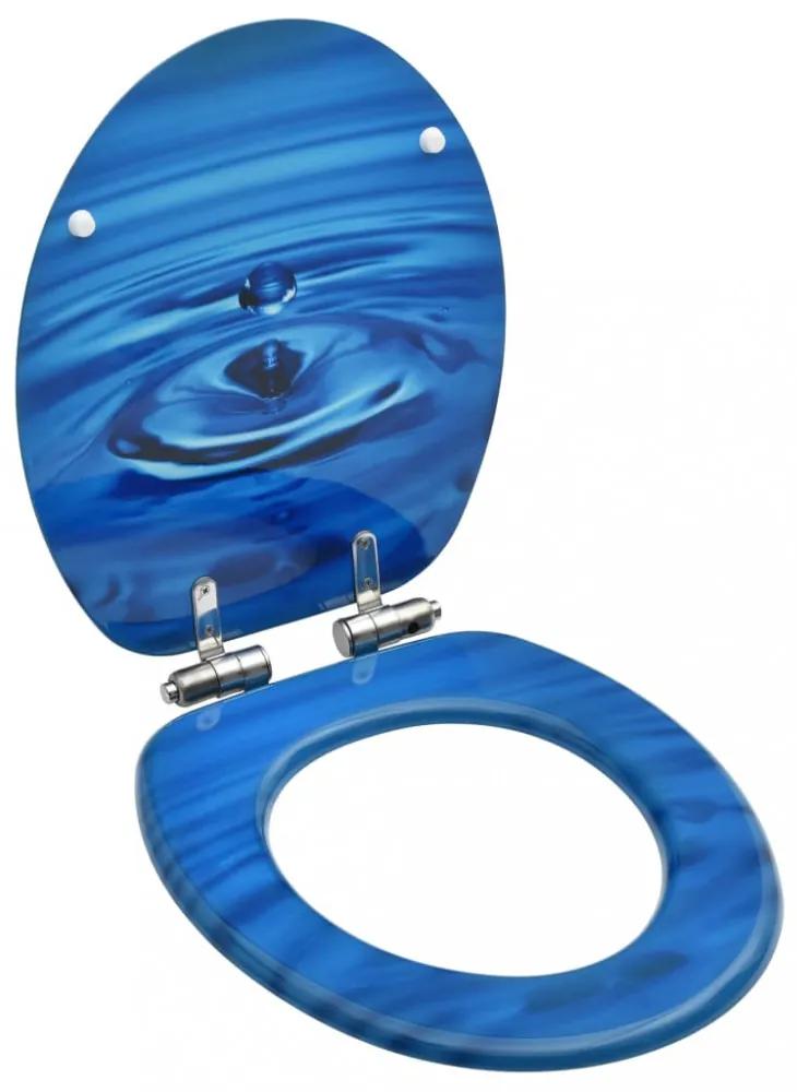 vidaXL kék vízcseppmintás MDF WC-ülőke lassan csukódó fedéllel
