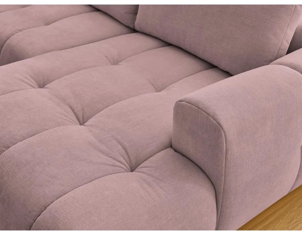 Rózsaszín kinyitható-tárolóhelyes sarokkanapé (bal oldali-U alakú) Fuji – Bobochic Paris