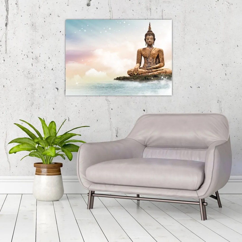 Kép - Buddha vigyáz a földre (üvegen) (70x50 cm)