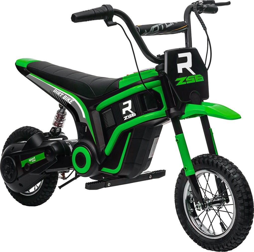 HOMCOM Elektromos Motor Gyerekeknek - 24V 350W Motorral, 8-16 KM/H Sebességmóddal, 12 Hüvelykes Légpneumatikus Gumik, Zenés Fényszóróval, Moto Cross G