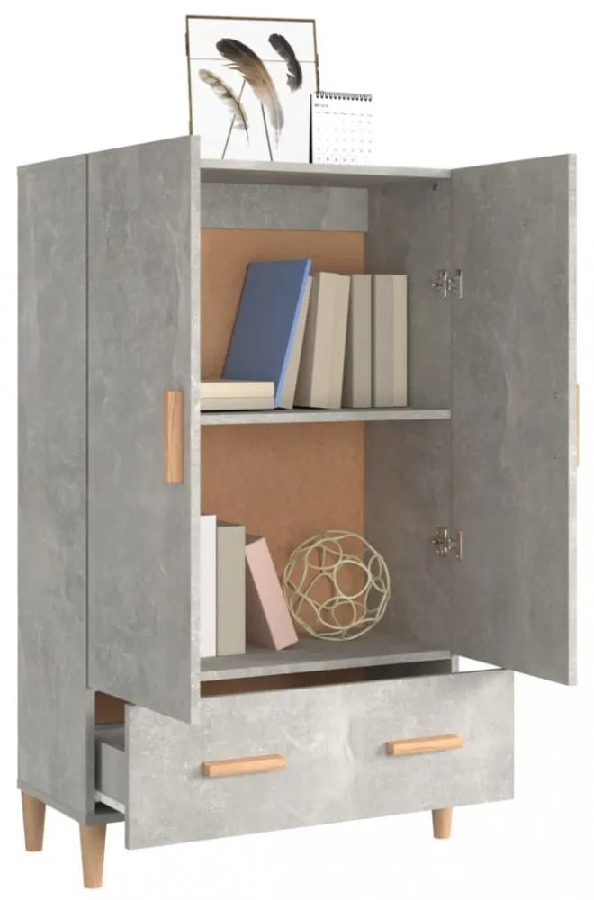 betonszürke szerelt fa magasszekrény 70 x 31 x 115 cm