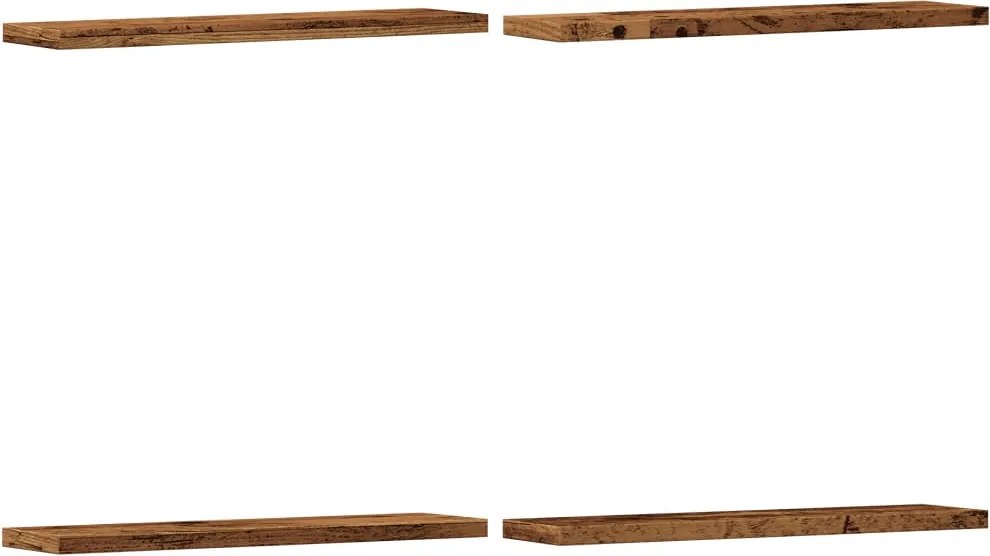vidaXL 4 db antik fa színű szerelt fa fali polc 40 x 10 x 1,5 cm