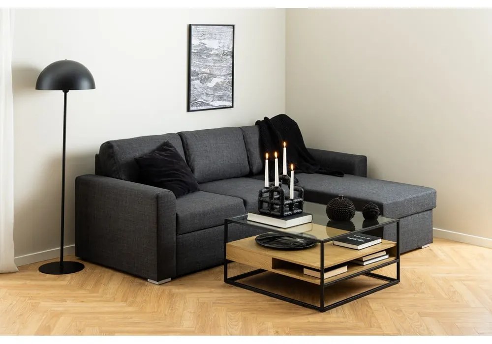 Natúr színű dohányzóasztal üveg asztallappal 80x80 cm Randolf – Actona