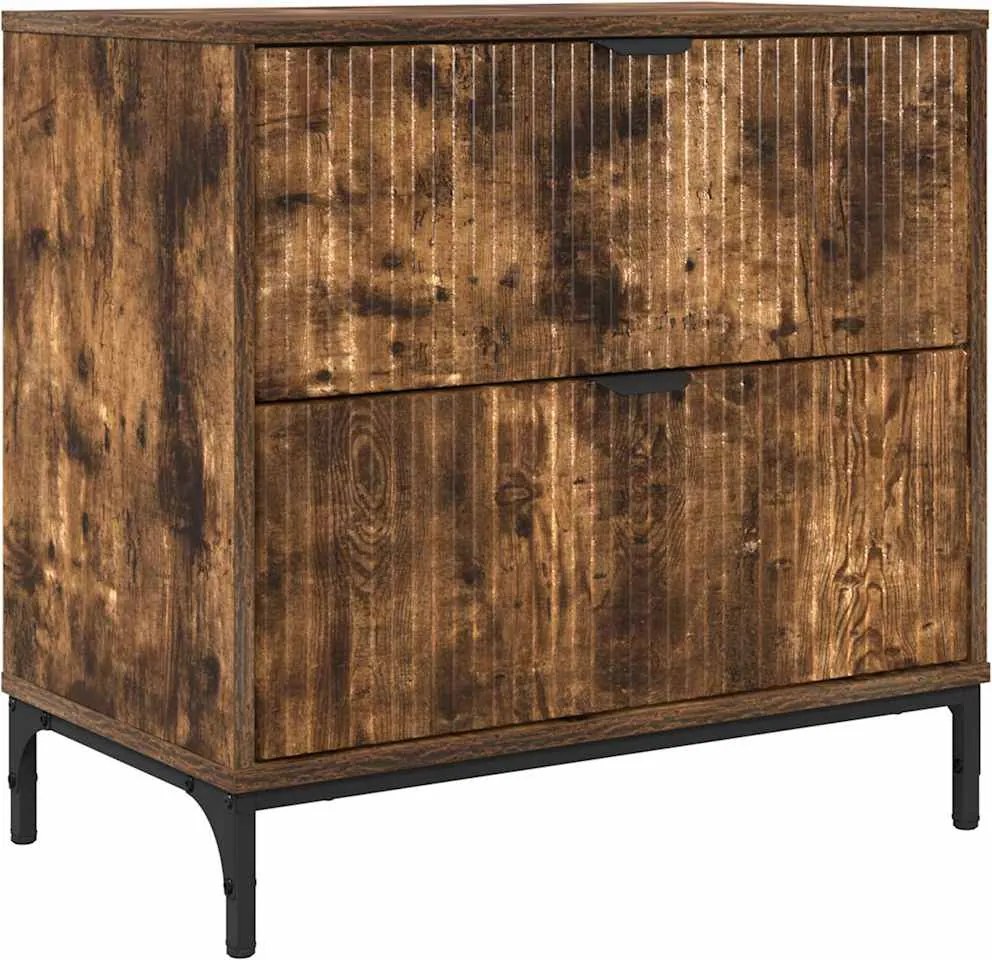 vidaXL Éjjeli asztal fiókkal Füstölt tölgy 63.5 x 36 x 61 cm Faanyag