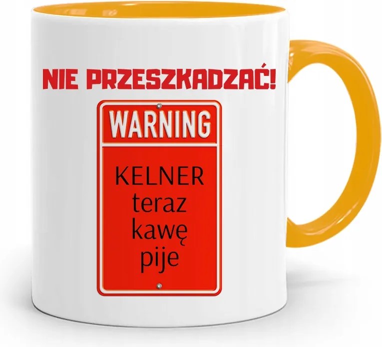 Pincérnek Sárga Bögre Ne Zavarj Ajándék fényképes nyomtatással