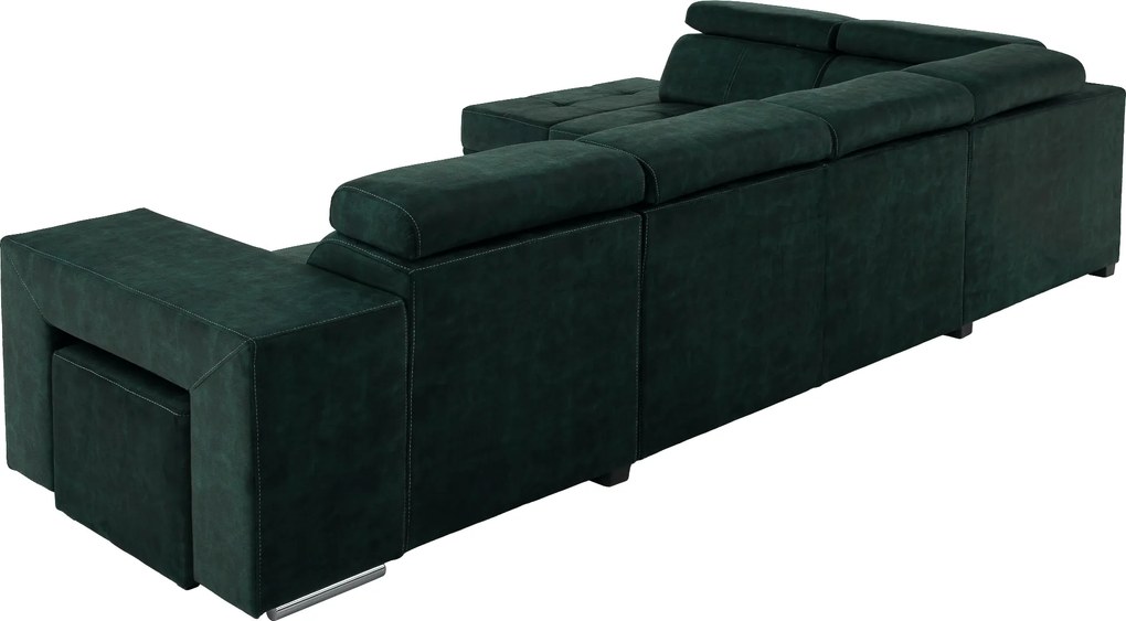 Ülőgarnitúra, smaragdzöld, balos, MALAGA BIG