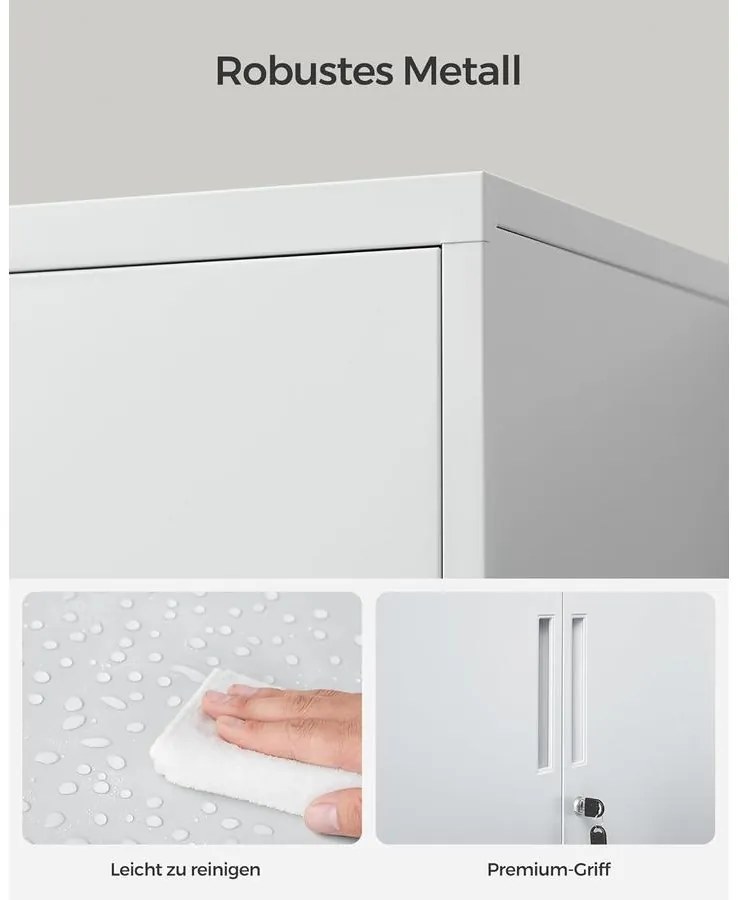 SONGMICS irattartó szekrény, zárható multifunkciós tárolószekrény,matt szürke