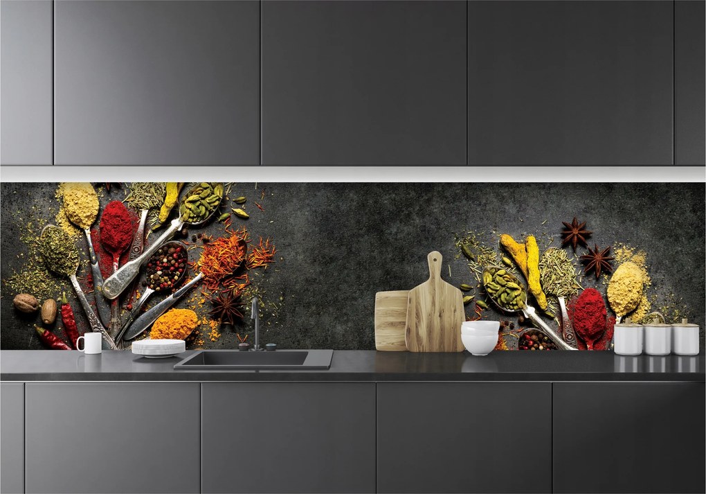 Fotótapéta Konyha Mosható Gyógynövények Kanál 250x60