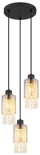 Globo 15799-3H - Csillár zsinóron BACKEY 3xE27/40W/230V átm. 25 cm fekete