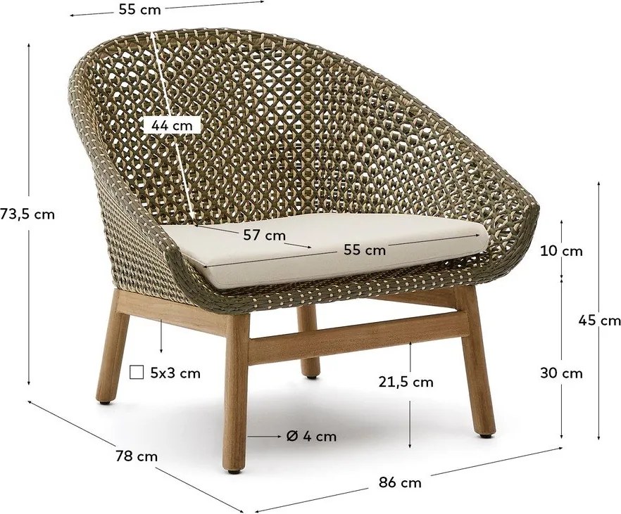 Zöld-natúr színű tömörfa kerti fotel Olbia – Kave Home