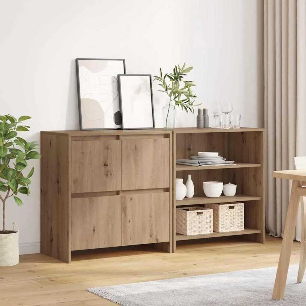 Oldalszekrények 2 pcs kézműves tölgy 70 x 41 x 75 cm Faanyag