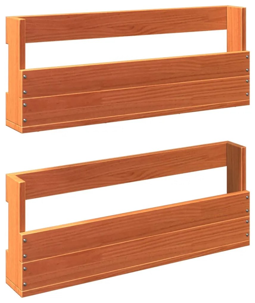 2 db viaszbarna tömör fenyőfa fali cipőtartó 59x8,5x23,5 cm