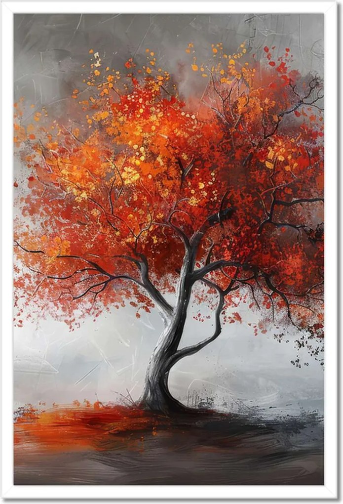 Poszter fehér keretben 40x60 Fa tüzes színekben