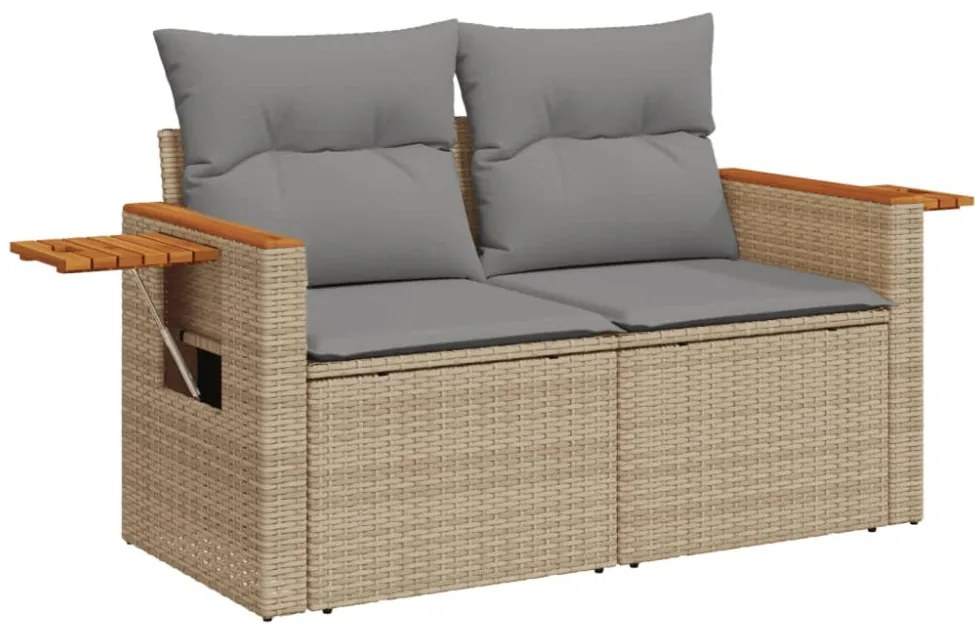 9-részes szürke polyrattan kerti ülőgarnitúra párnákkal