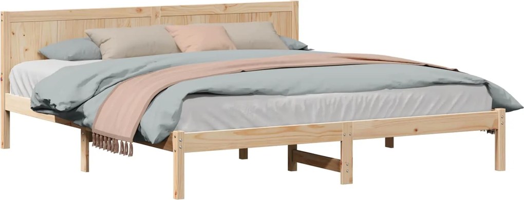 vidaXL Ágykeret Barna 200 x 200 cm Tömör fenyőfa