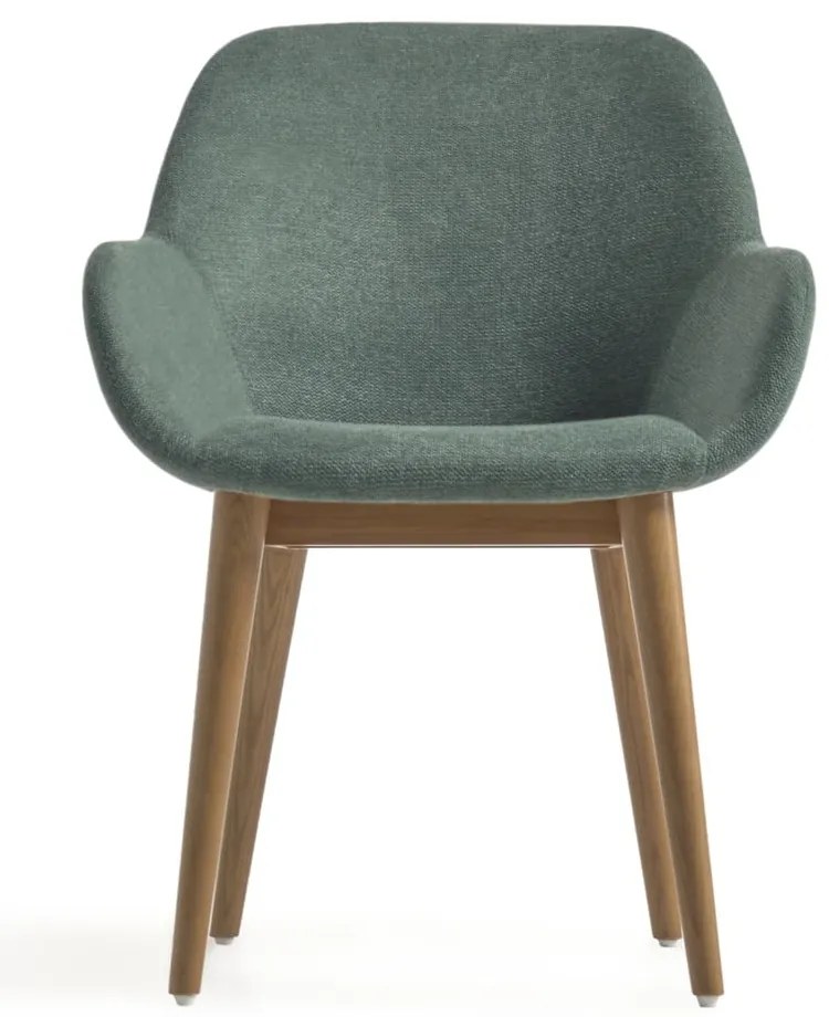 Zöld kárpitozott karfás étkezőfotel Konna – Kave Home