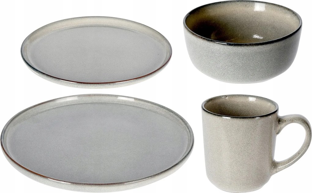 Ebédszolgáltatás 4 Személyes Kerámia Kék Étkezőtányér Szett