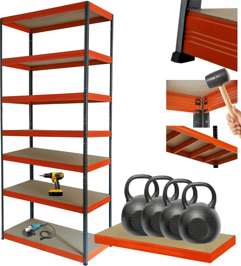 Tárolószekrény fém állvány Helios 270x120x40cm 7Px400kg Tömör