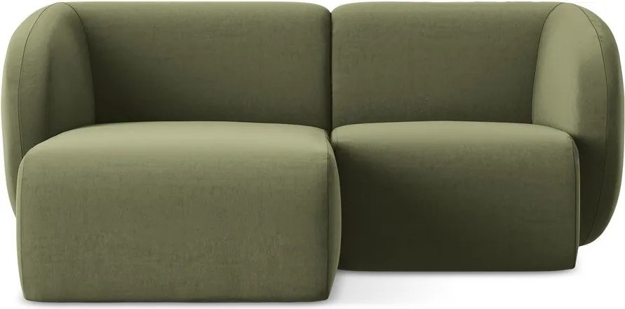 Zöld bársony sarokkanapé (bal oldali-heverő résszel) Lani – Makamii