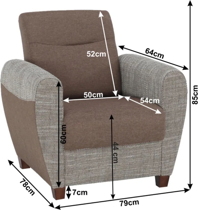 Fotel, barna/ sötétbézs, MILO