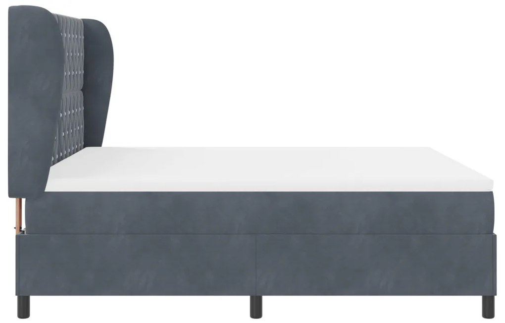 Boxspring Ágy Matraccal Sötétszürke 180x200 cm Bársonyos