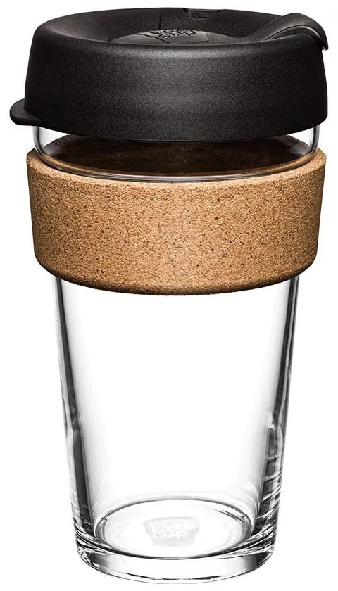Fekete-barna utazóbögre 454 ml Brew Cork Black L – KeepCup