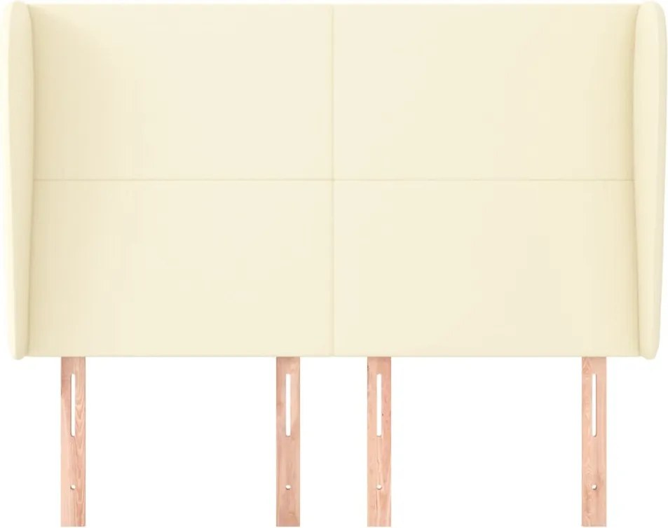 krémszínű műbőr fejtámla szárnyakkal 147x23x118/128 cm