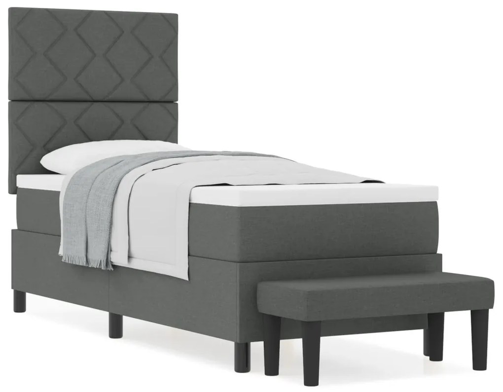Box Spring Ágy Matraccal és Pad Sötétszürke 80x200 cm Szövet