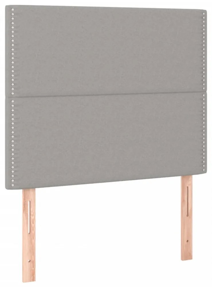 világosszürke szövet rugós és LED-es ágy matraccal 90x200 cm