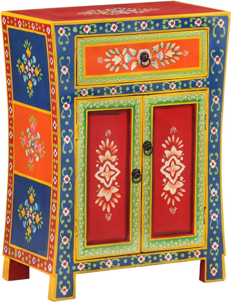 vidaXL kézzel festett tömör mangófa kisszekrény ajtókkal 53x30x74 cm