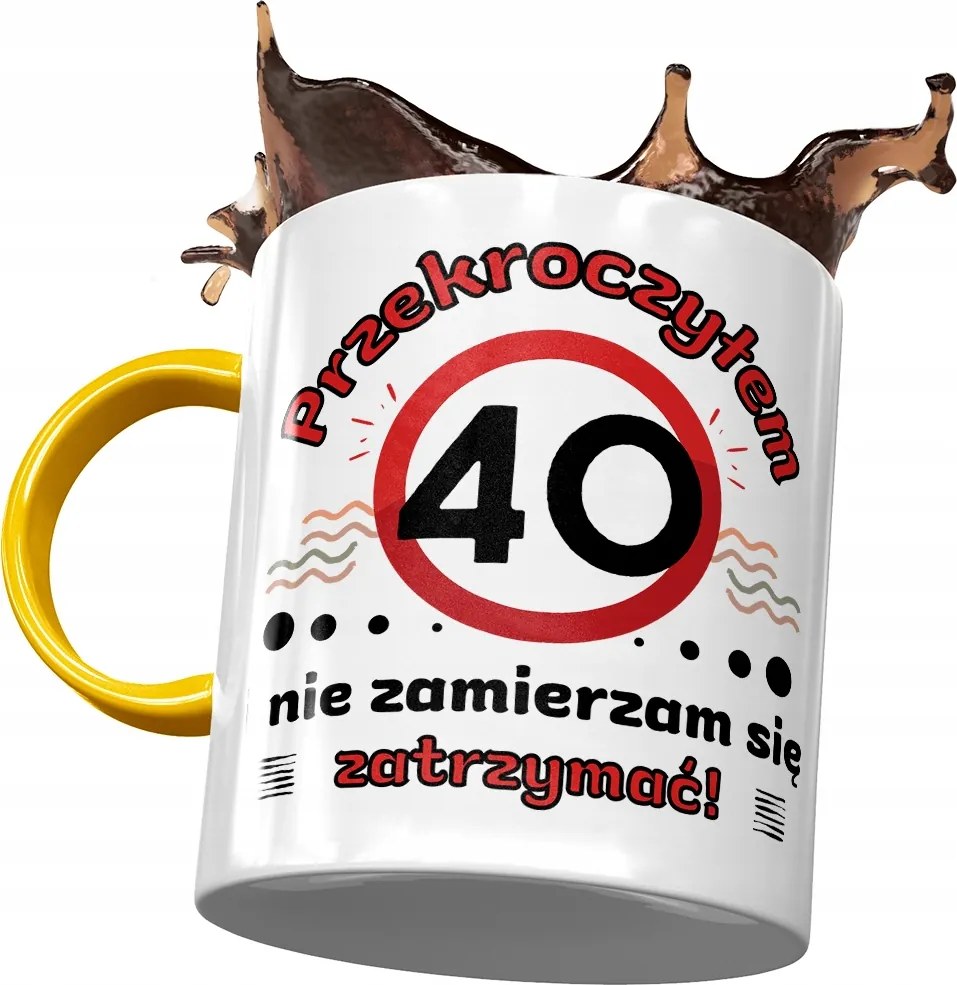 Sárga Bögre Születésnapra 40 40-es 40-es Ajándék Nyomtatott Fotóval