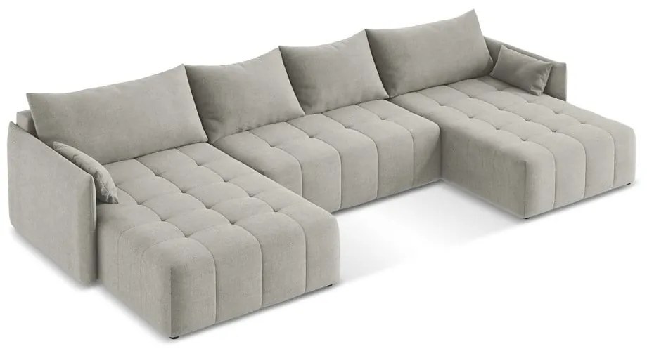 Világosszürke kinyitható-tárolóhelyes (U alakú) sarokkanapé Moku – Makamii