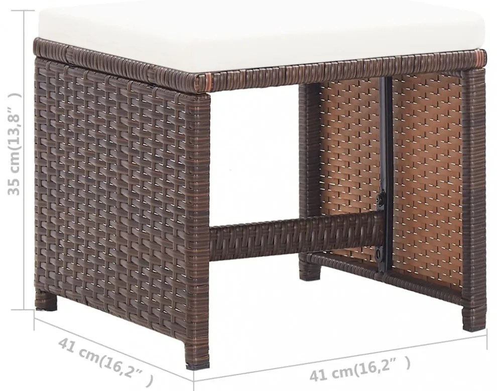 2 db barna polyrattan kerti ülőke párnával