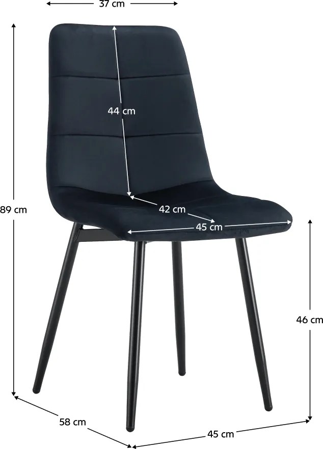 Étkezőszék, fekete Velvet szövet/fém, DAMIA TYP 1