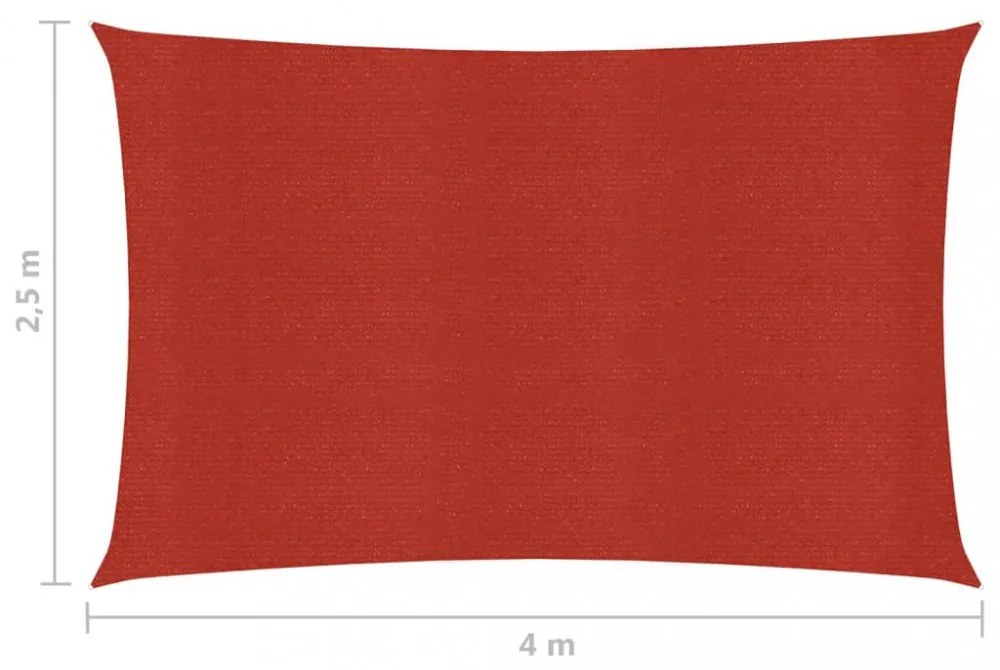 piros HDPE napvitorla 160 g/m² 2,5 x 4 m