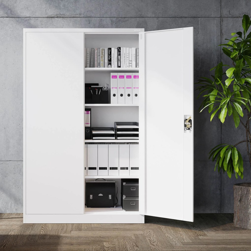 Fém iratszekrény JAN II, 1150 x 185 x 400 mm, fehér