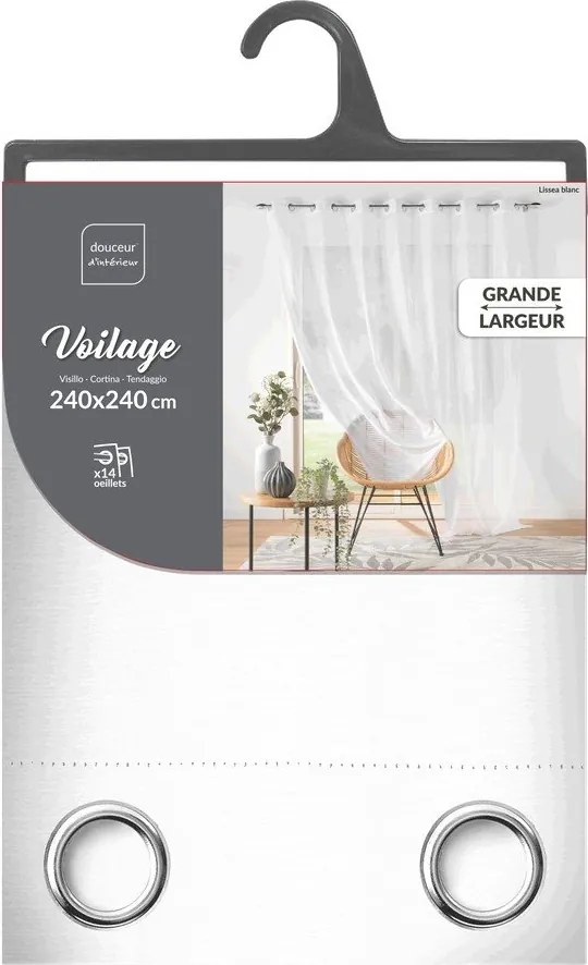 Fehér voile fényáteresztő függöny 240x240 cm Lissea – douceur d'intérieur