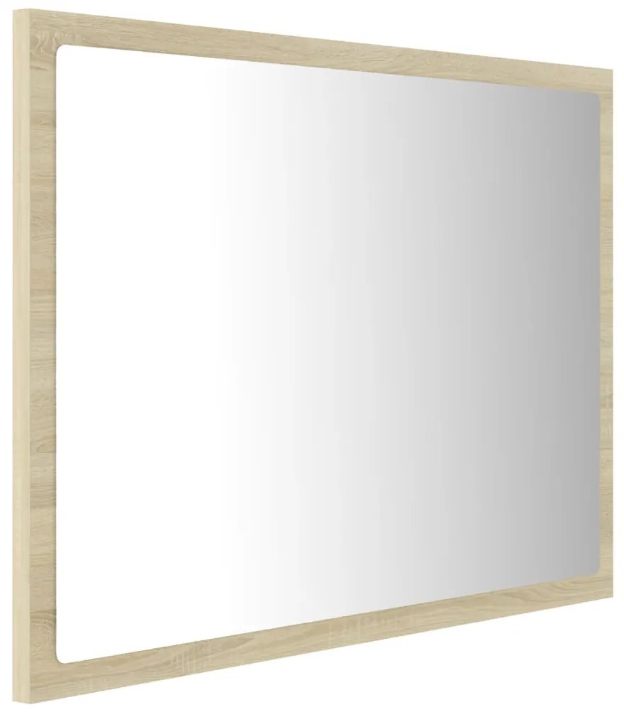 Sonoma tölgy akril LED-es fürdőszobai tükör 60x8,5x37 cm