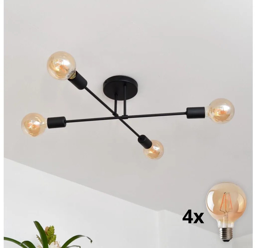 LED Felületre szerelhető csillár CAMBRIDGE 4xE27/8W/230V fekete