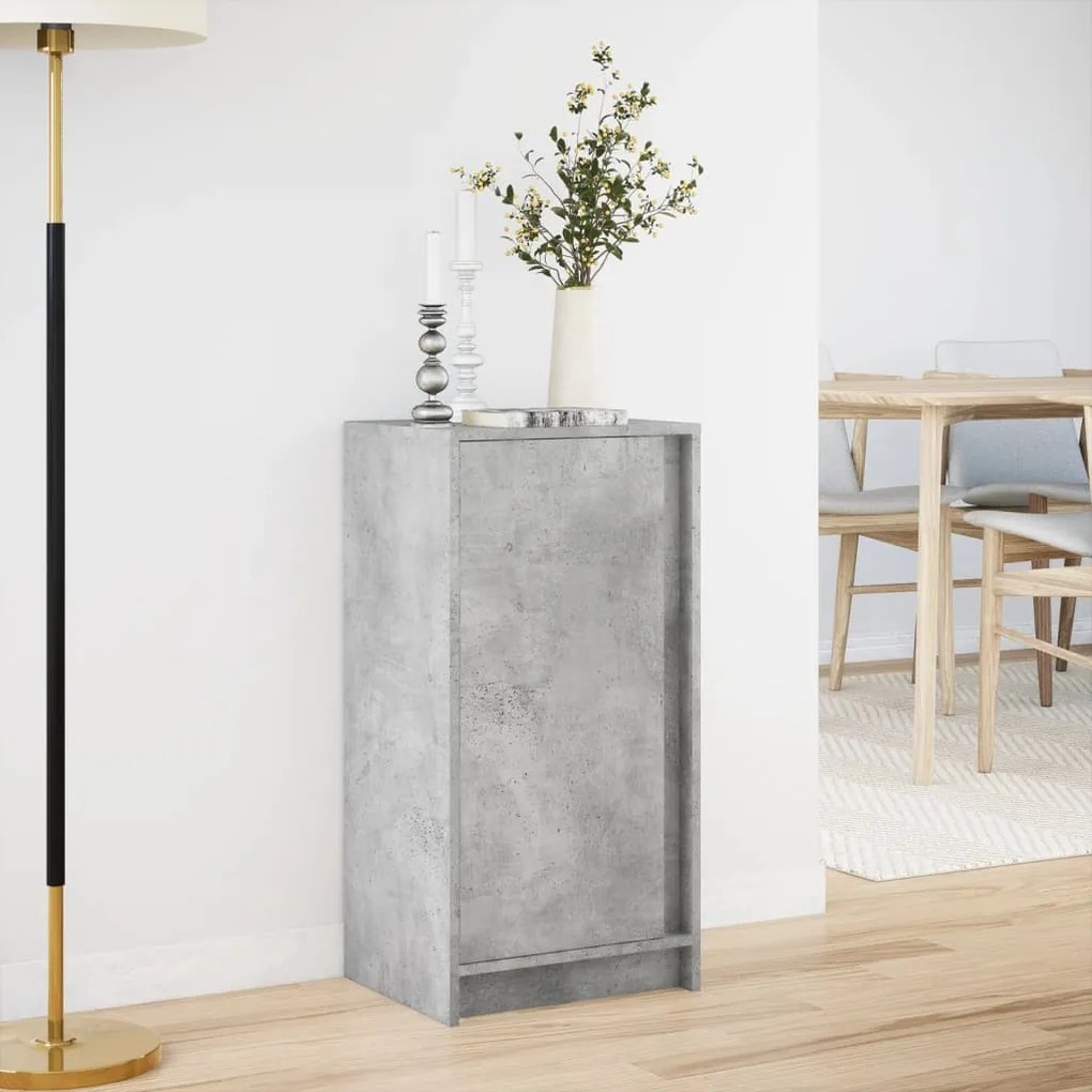 betonszürke szerelt fa tálalószekrény LED-del 42,5 x 34 x 85 cm